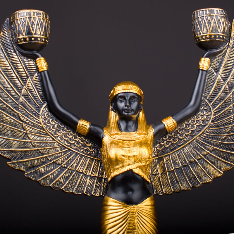 Ancient Egypt God Statue Resin Crafts Wing Candleholder Goddess Art Sculpture Home Decoration Souvenirs Gift acacuss
