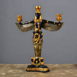 Ancient Egypt God Statue Resin Crafts Wing Candleholder Goddess Art Sculpture Home Decoration Souvenirs Gift acacuss