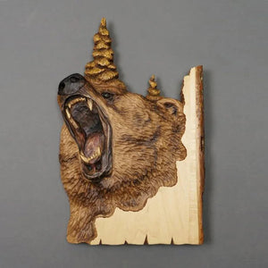 Animal Carving Handcraft Wall Hanging Sculpture Wood Raccoon Bear Deer Hand Painted Decoration for Home Living Room Dropshipping acacuss