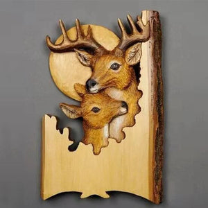 Animal Carving Handcraft Wall Hanging Sculpture Wood Raccoon Bear Deer Hand Painted Decoration for Home Living Room Dropshipping acacuss