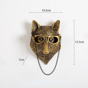 Antique Bronze Resin Animal Pendant Golden Deer Head Wall Storage Hook Up Background Wall Accessories Decorative Figurines acacuss