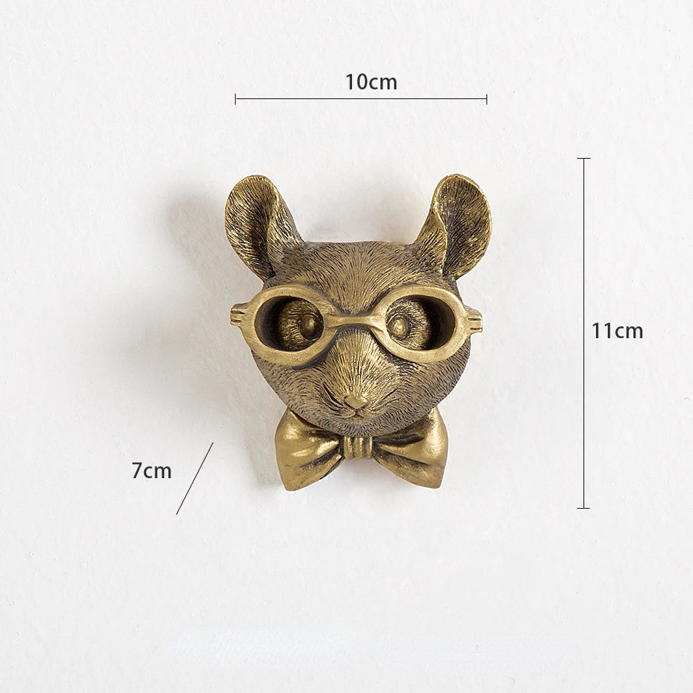 Antique Bronze Resin Animal Pendant Golden Deer Head Wall Storage Hook Up Background Wall Accessories Decorative Figurines acacuss