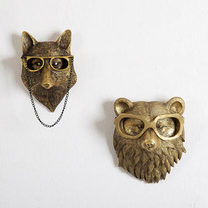 Antique Bronze Resin Animal Pendant Golden Deer Head Wall Storage Hook Up Background Wall Accessories Decorative Figurines acacuss