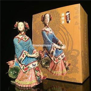 Antique Chinese Porcelain Figurine Classicals Ladies Spring Craft Painted Arts Statue Figure Ceramics Ornaments Home Decor acacuss