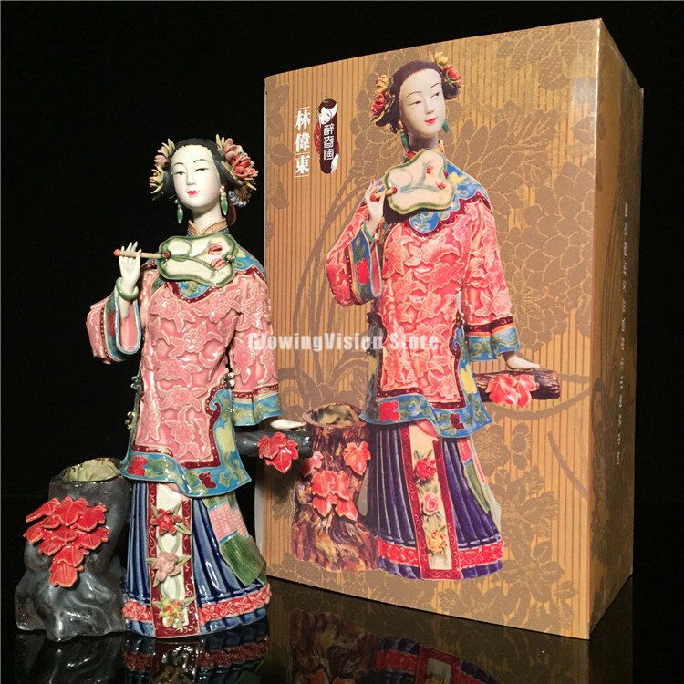 Antique Chinese Porcelain Figurine Classicals Ladies Spring Craft Painted Arts Statue Figure Ceramics Ornaments Home Decor acacuss