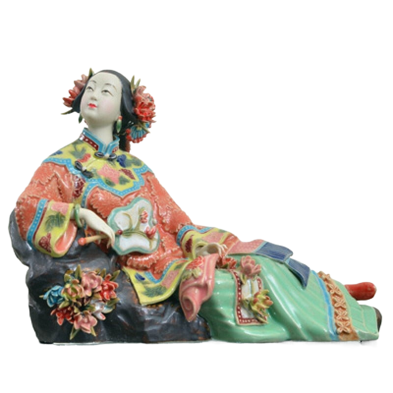Antique Chinese Porcelain Figurine Classicals Ladies Spring Craft Painted Arts Statue Figure Ceramics Ornaments Home Decor acacuss