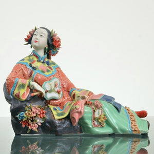 Antique Chinese Porcelain Figurine Classicals Ladies Spring Craft Painted Arts Statue Figure Ceramics Ornaments Home Decor acacuss