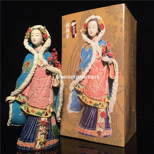 Antique Chinese Porcelain Figurine Classicals Ladies Spring Craft Painted Arts Statue Figure Ceramics Ornaments Home Decor acacuss