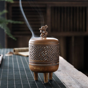 Antique indoor ceramic incense burner sandalwood burner Chinese ancient Zen home decoration incense burner censer acacuss