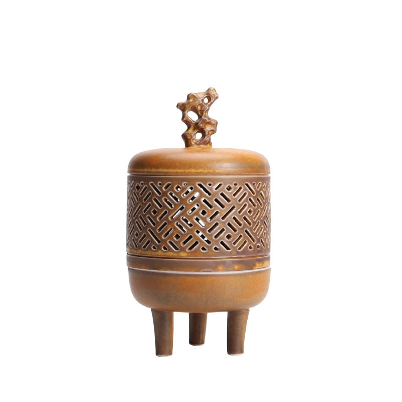 Antique indoor ceramic incense burner sandalwood burner Chinese ancient Zen home decoration incense burner censer acacuss