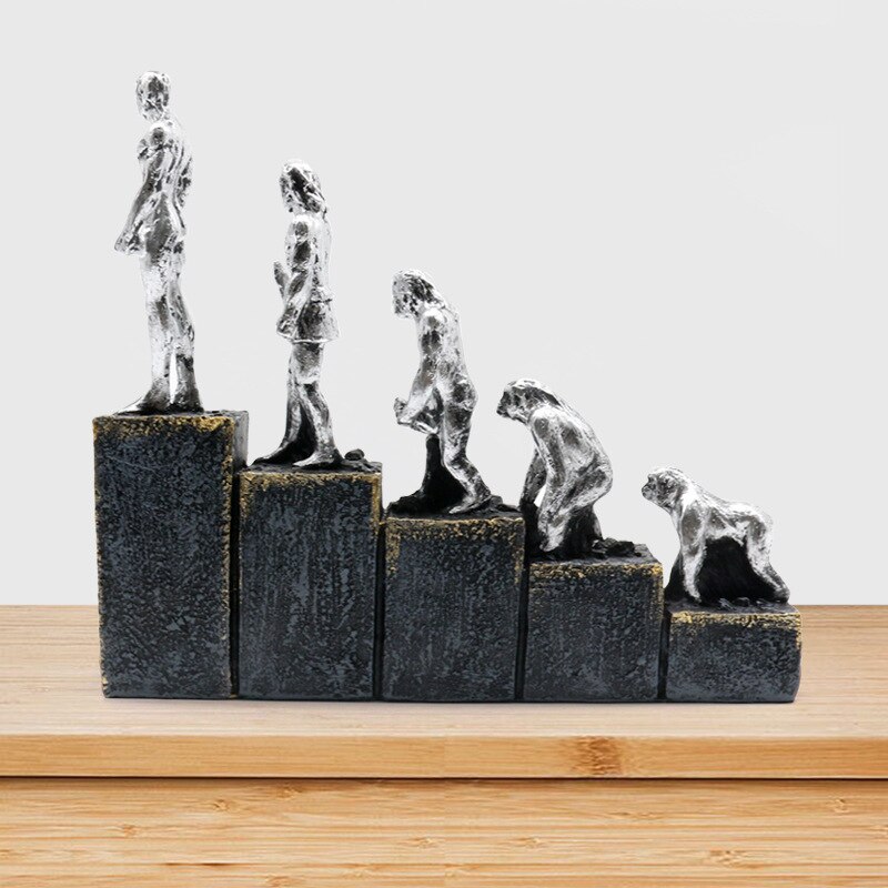 Ape Man Evolution Figure Sculpture Resin Crafts Office Decoration Living Room Retro Desktop Decoration acacuss