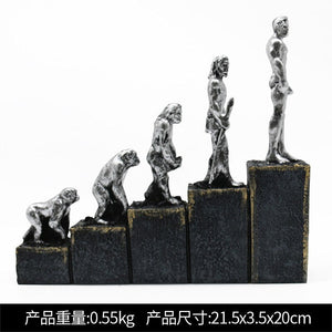 Ape Man Evolution Figure Sculpture Resin Crafts Office Decoration Living Room Retro Desktop Decoration acacuss
