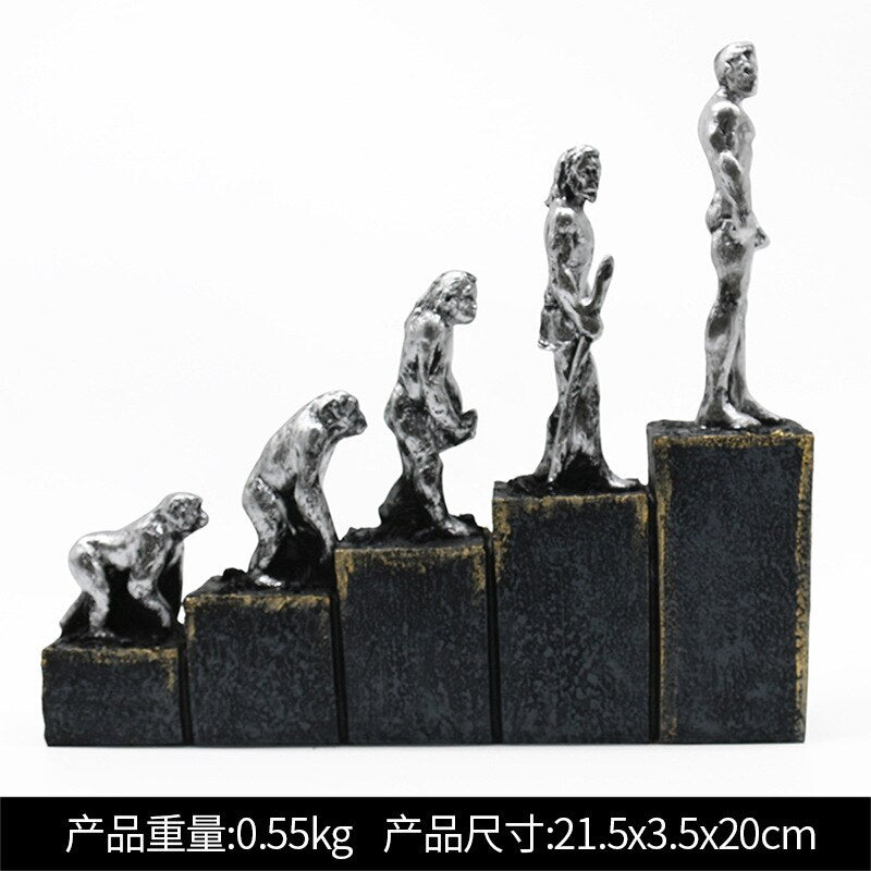 Ape Man Evolution Figure Sculpture Resin Crafts Office Decoration Living Room Retro Desktop Decoration acacuss