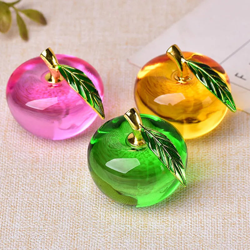 Apple Ornaments Coloured Glaze Decoration Glass Home Decoration Crystal Quartz Purple Red Pink Yellow Lucency Gift Souvenir acacuss
