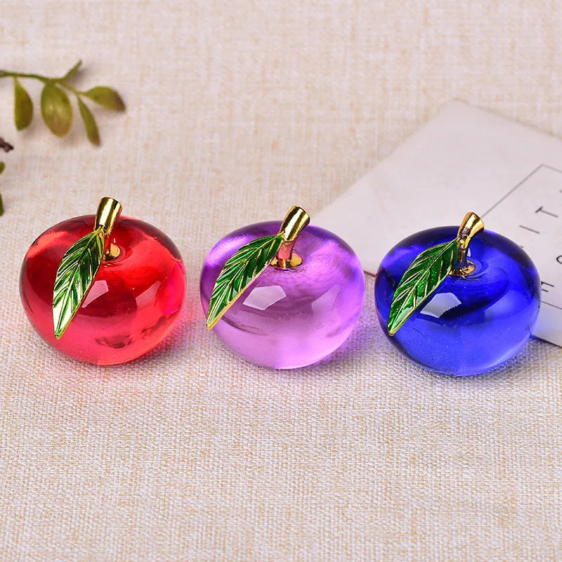 Apple Ornaments Coloured Glaze Decoration Glass Home Decoration Crystal Quartz Purple Red Pink Yellow Lucency Gift Souvenir acacuss