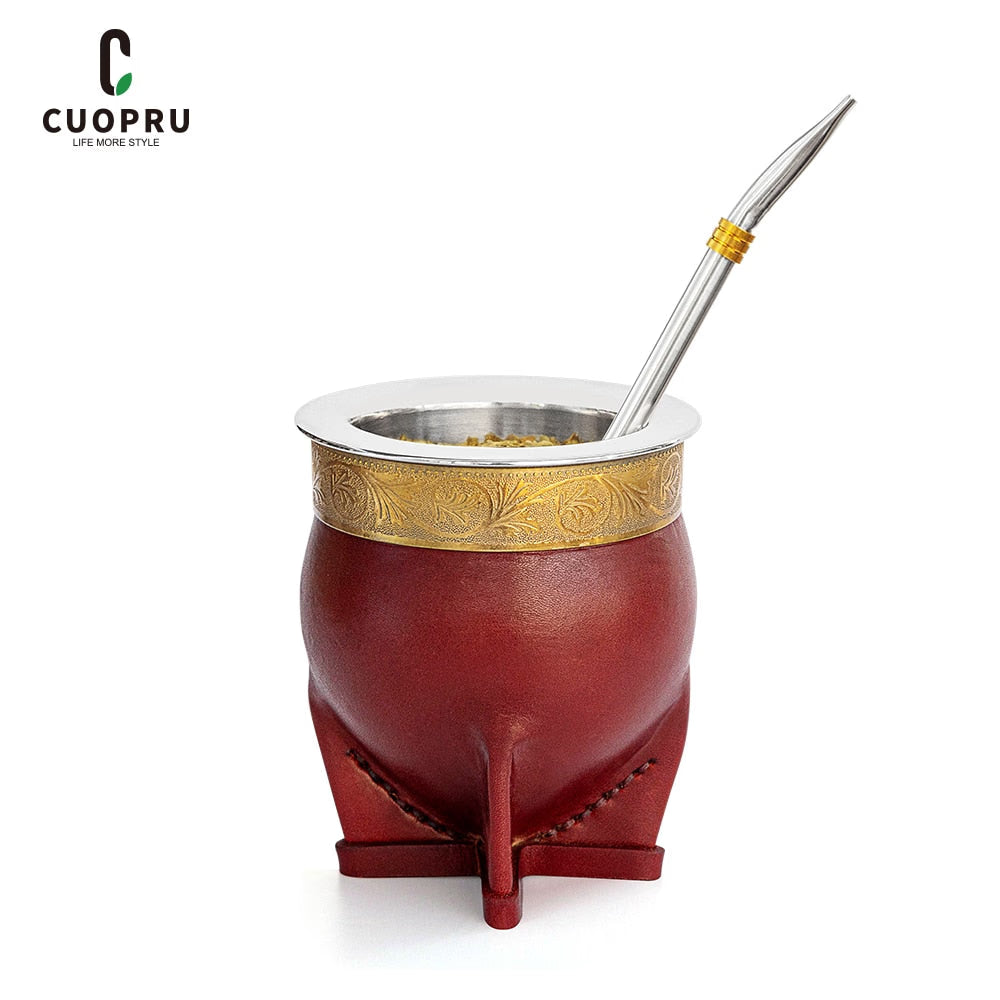 Argentina Yerba Mate Cup With Straw Tea Gourd Mug One Bombilla Mate (Straw) a Cleaning Brush acacuss