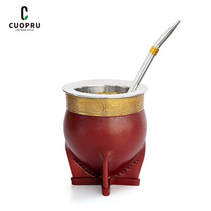 Argentina Yerba Mate Cup With Straw Tea Gourd Mug One Bombilla Mate (Straw) a Cleaning Brush acacuss