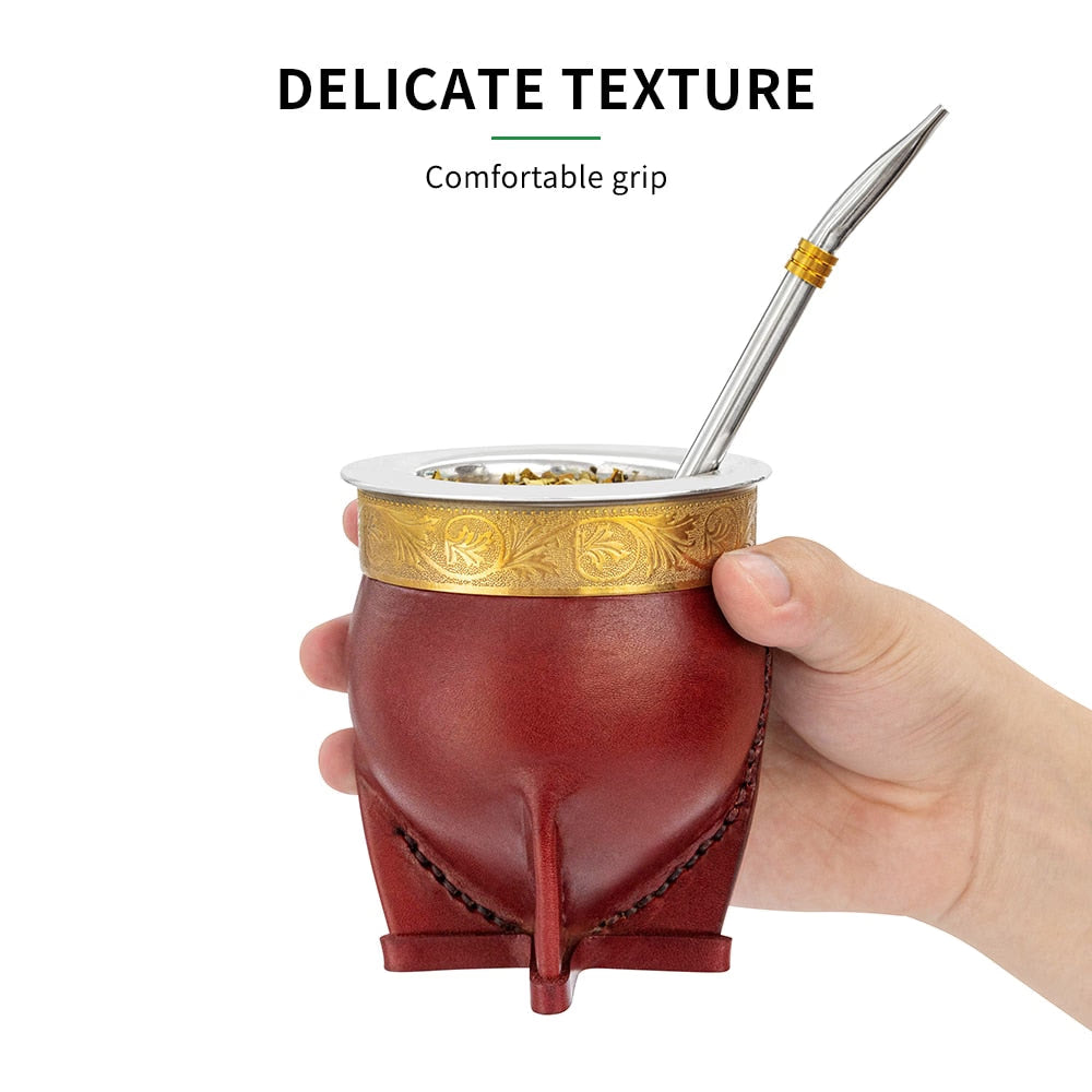 Argentina Yerba Mate Cup With Straw Tea Gourd Mug One Bombilla Mate (Straw) a Cleaning Brush acacuss