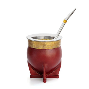 Argentina Yerba Mate Cup With Straw Tea Gourd Mug One Bombilla Mate (Straw) a Cleaning Brush acacuss