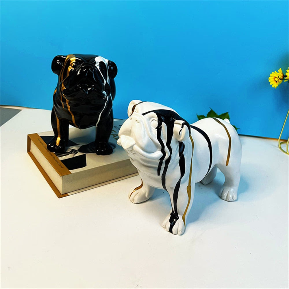 Art French Bulldog Resin Sculpture Figurine Statue Office Home Decoration Ornaments Desktop Decor Handmade Craft Modern Art acacuss