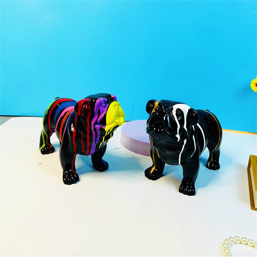 Art French Bulldog Resin Sculpture Figurine Statue Office Home Decoration Ornaments Desktop Decor Handmade Craft Modern Art acacuss
