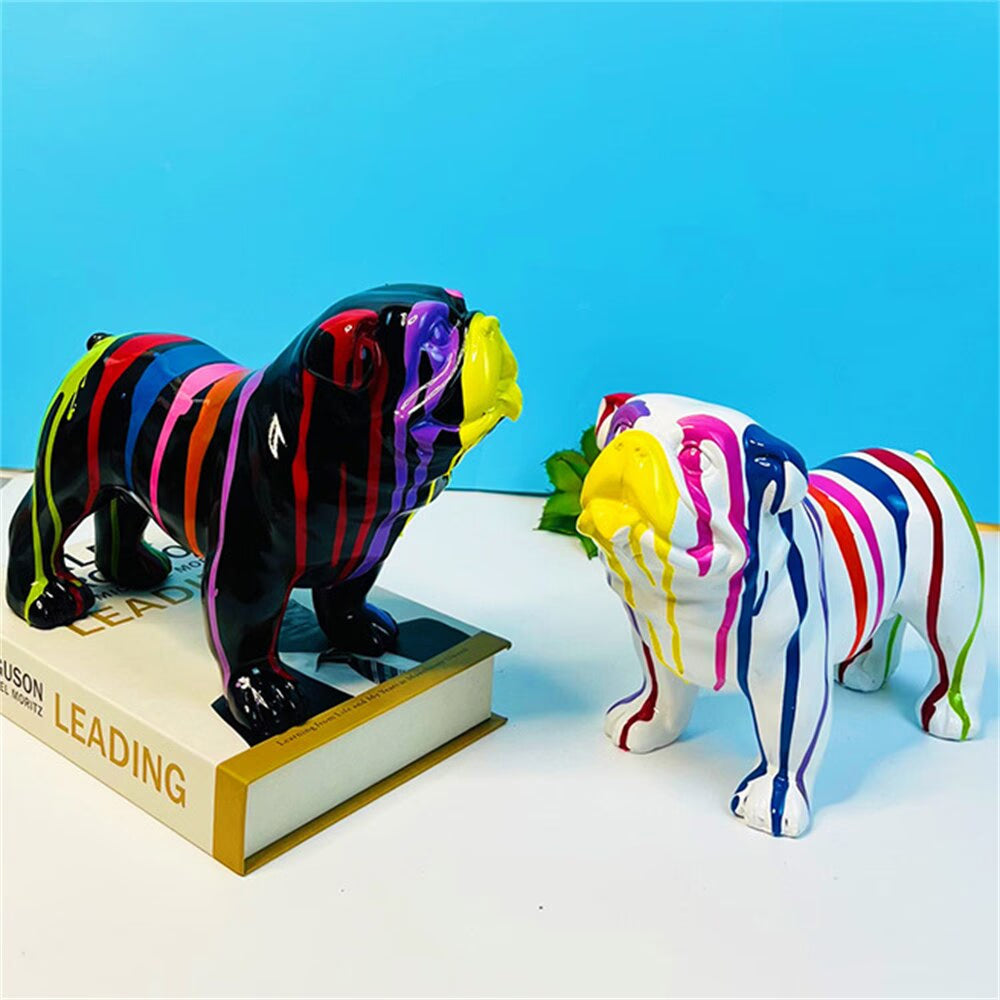 Art French Bulldog Resin Sculpture Figurine Statue Office Home Decoration Ornaments Desktop Decor Handmade Craft Modern Art acacuss