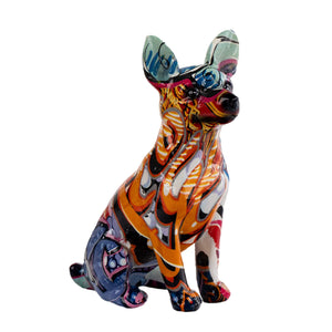 Art Graffiti  Creativity Modern Colorful Bigger Chihuahua Statue Wholesale Office Ornaments Printing Resin Dog Home Decor Crafts acacuss
