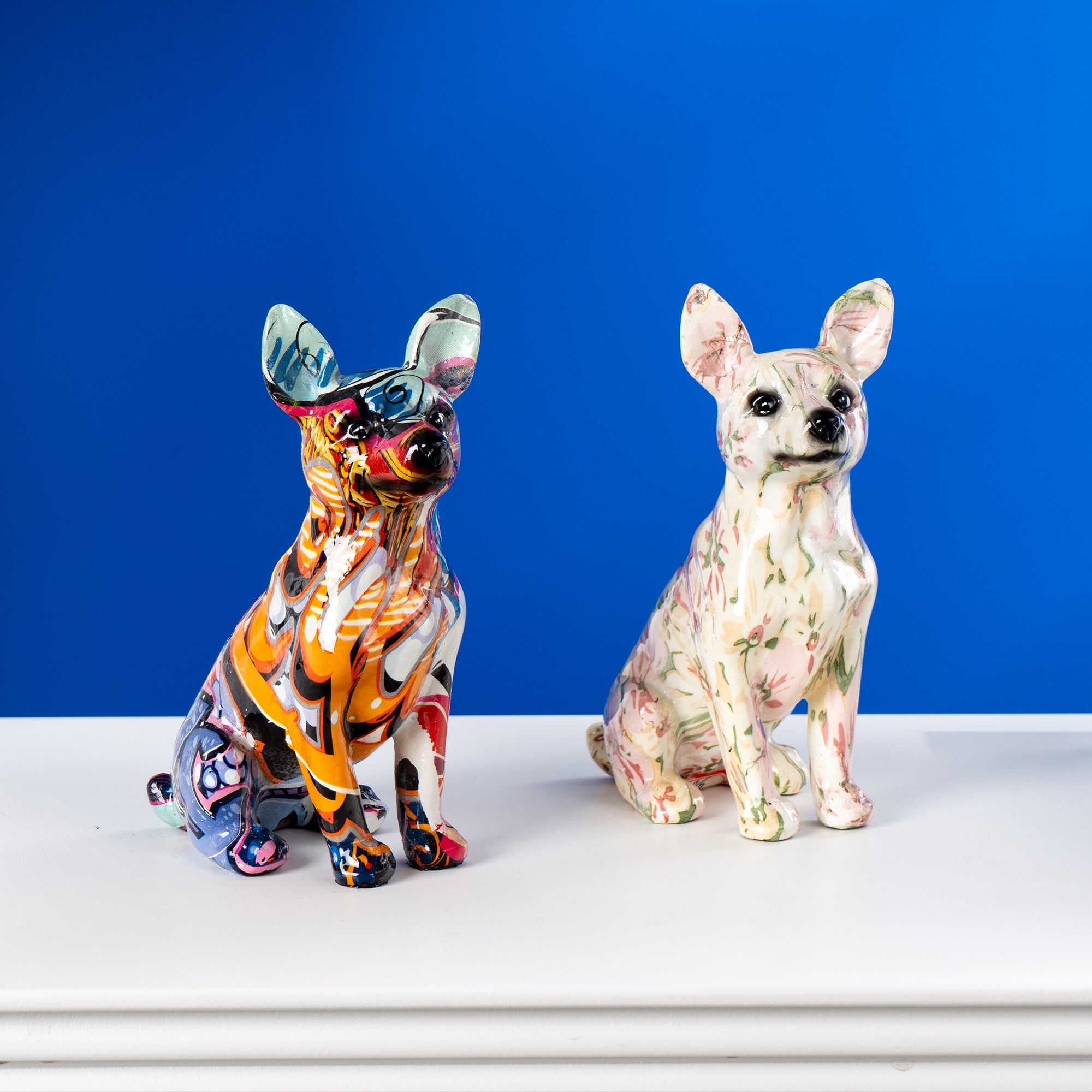 Art Graffiti  Creativity Modern Colorful Bigger Chihuahua Statue Wholesale Office Ornaments Printing Resin Dog Home Decor Crafts acacuss