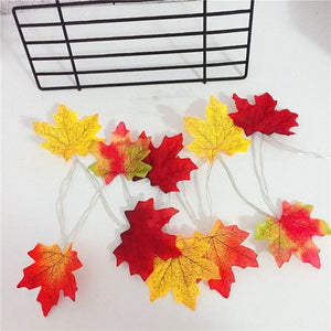 Artificial Autumn Maple Leaves Pumpkin Garland Led Fairy Lights for Christmas Decoration Thanksgiving Party DIY Halloween Decor acacuss