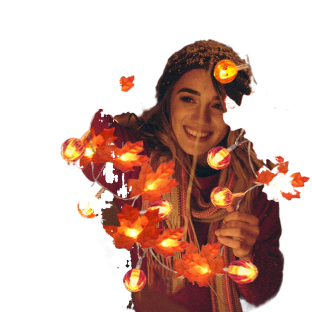 Artificial Autumn Maple Leaves Pumpkin Garland Led Fairy Lights for Christmas Decoration Thanksgiving Party DIY Halloween Decor acacuss