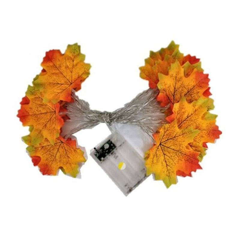 Artificial Autumn Maple Leaves Pumpkin Garland Led Fairy Lights for Christmas Decoration Thanksgiving Party DIY Halloween Decor acacuss