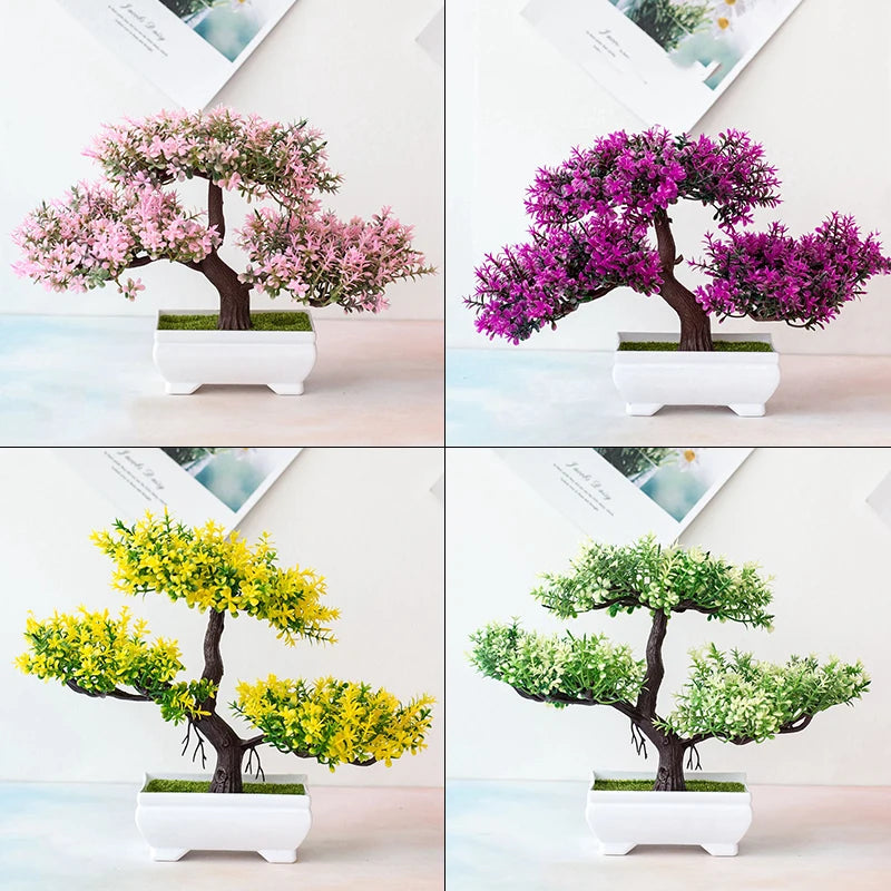 Artificial Plants Bonsai Small Tree Pot Fake Plant Flowers Potted Ornaments For Home Festival Wedding Decoration Accessories acacuss