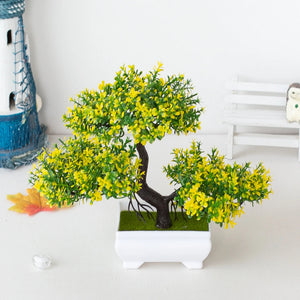 Artificial Plants Bonsai Small Tree Pot Fake Plant Flowers Potted Ornaments For Home Festival Wedding Decoration Accessories acacuss