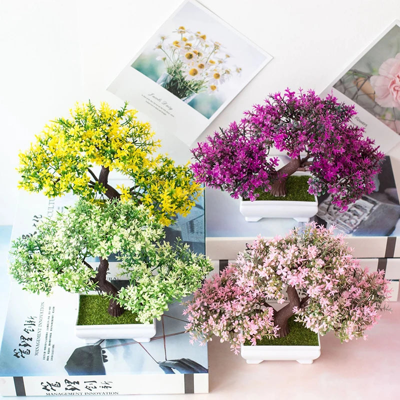 fake japanese bonsai tree Artificial Plants Bonsai Small Tree Pot Fake Plant Flowers Potted Ornaments For Home Festival Wedding Decoration Accessories Pink