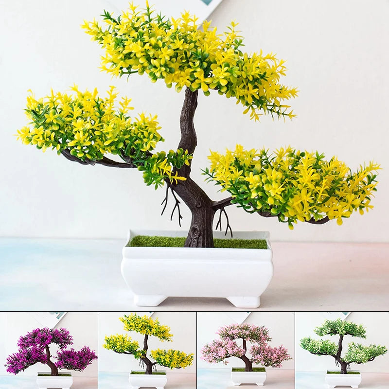 Artificial Plants Bonsai Small Tree Pot Fake Plant Flowers Potted Ornaments For Home Festival Wedding Decoration Accessories acacuss