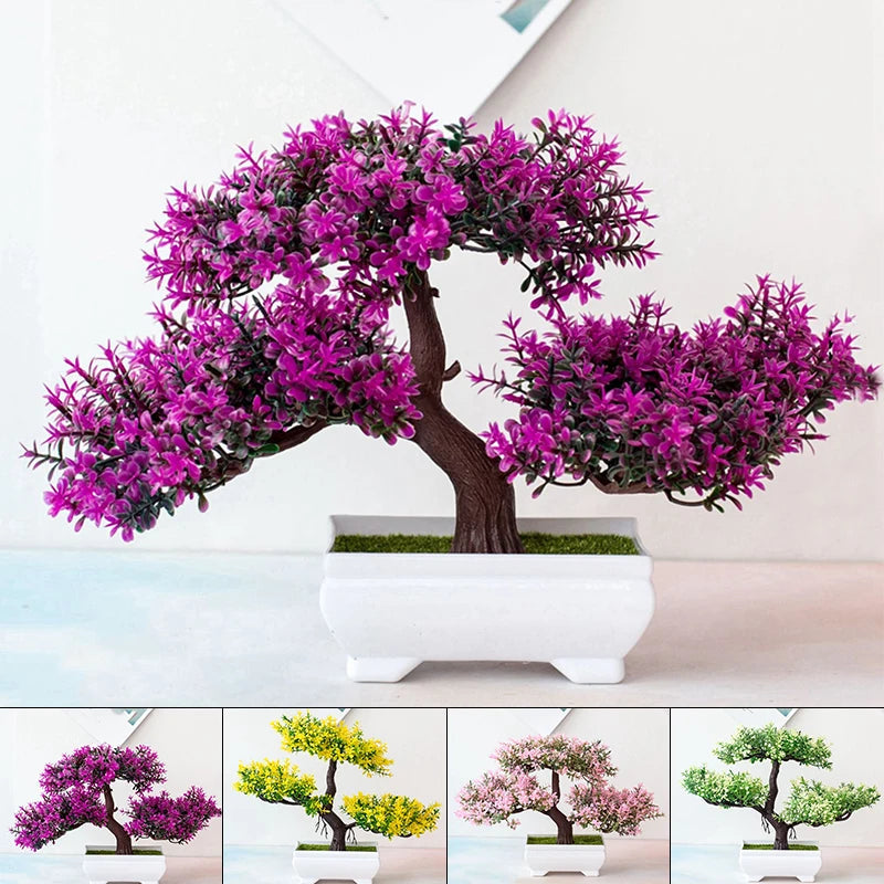 Artificial Plants Bonsai Small Tree Pot Fake Plant Flowers Potted Ornaments For Home Festival Wedding Decoration Accessories acacuss