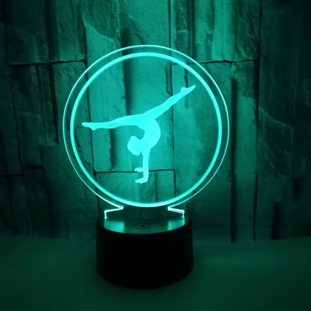 Artistic Gymnastics 3D Night Light for Room Decor USB Remote Control LED Optical Illusion 3D Lamp Kids Birthday Christmas Gift acacuss