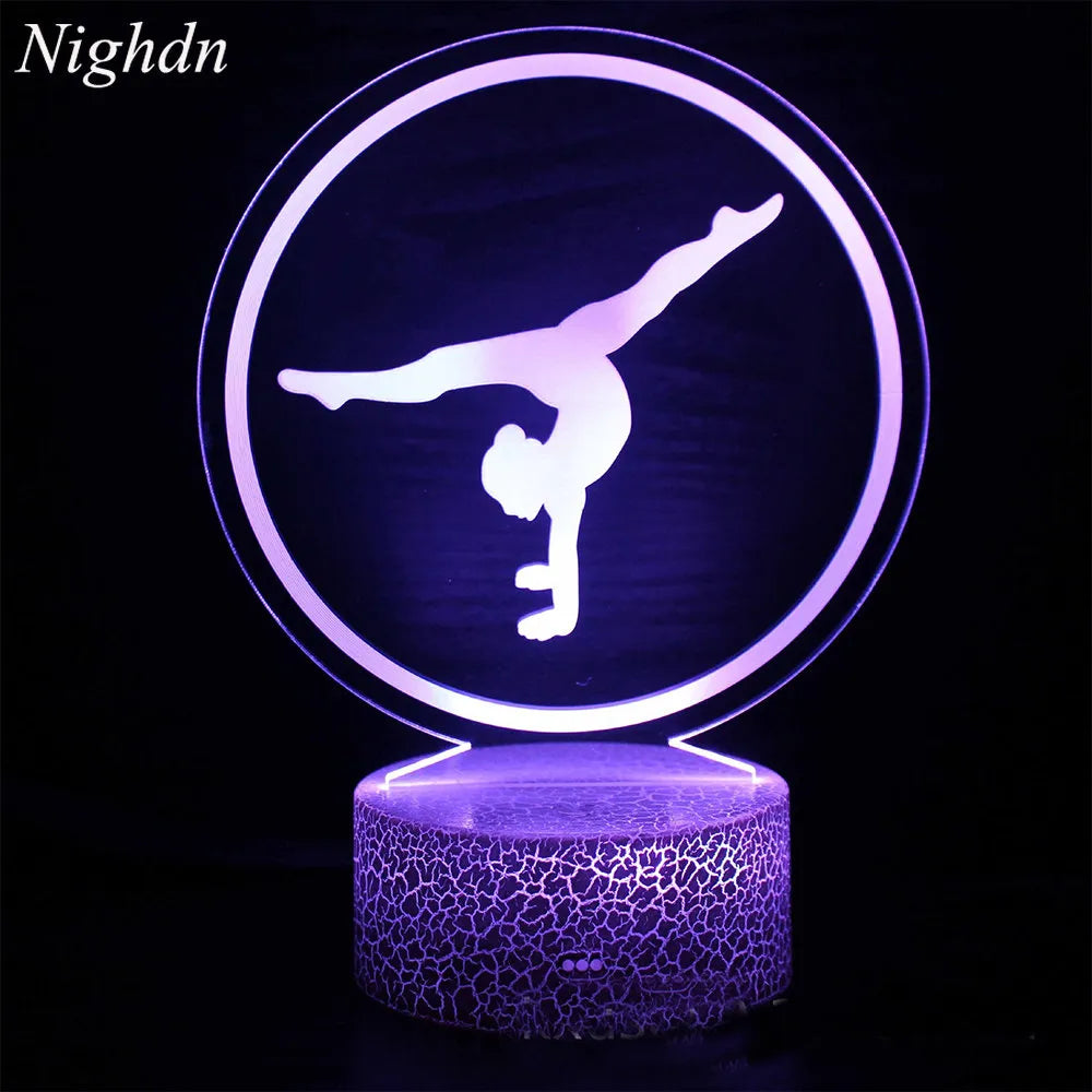 Artistic Gymnastics 3D Night Light for Room Decor USB Remote Control LED Optical Illusion 3D Lamp Kids Birthday Christmas Gift acacuss