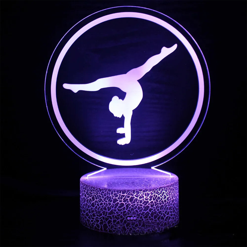 Artistic Gymnastics 3D Night Light for Room Decor USB Remote Control LED Optical Illusion 3D Lamp Kids Birthday Christmas Gift acacuss