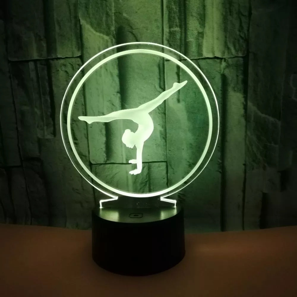 Artistic Gymnastics 3D Night Light for Room Decor USB Remote Control LED Optical Illusion 3D Lamp Kids Birthday Christmas Gift acacuss