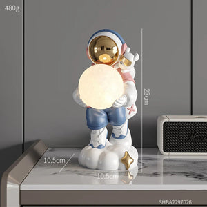 Astronaut Holding The Moon Night Light Ornament Sculpture Home Decoration Desktop Statuette Accessories Figurines for Interior acacuss