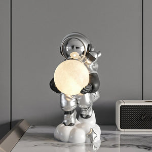 Astronaut Holding The Moon Night Light Ornament Sculpture Home Decoration Desktop Statuette Accessories Figurines for Interior acacuss