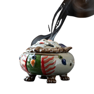 Auspicious Animal Plate Incense Burner Ceramic Tea Table Agarwood Sandalwood Aromatherapy Stove Lucky Zen Censer Burner Ornament acacuss