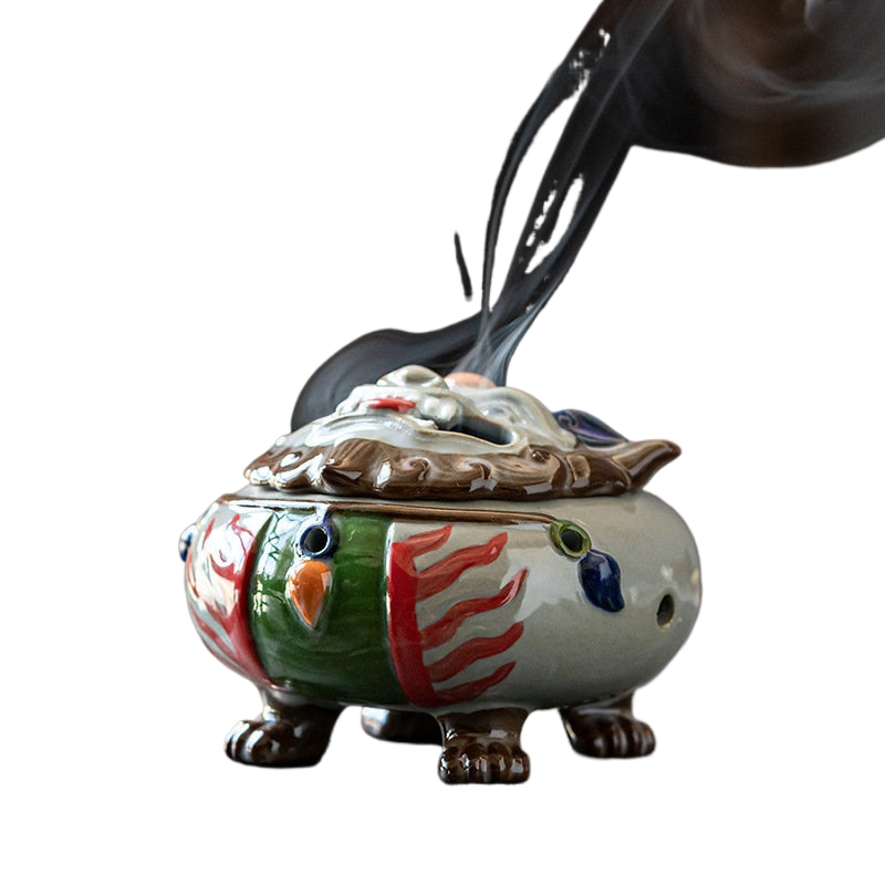 Auspicious Animal Plate Incense Burner Ceramic Tea Table Agarwood Sandalwood Aromatherapy Stove Lucky Zen Censer Burner Ornament acacuss