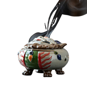 Auspicious Animal Plate Incense Burner Ceramic Tea Table Agarwood Sandalwood Aromatherapy Stove Lucky Zen Censer Burner Ornament acacuss