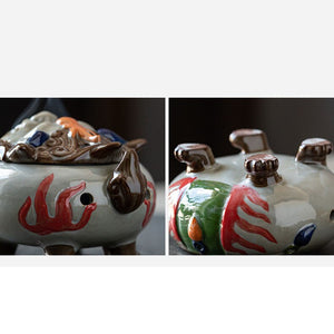 Auspicious Animal Plate Incense Burner Ceramic Tea Table Agarwood Sandalwood Aromatherapy Stove Lucky Zen Censer Burner Ornament acacuss