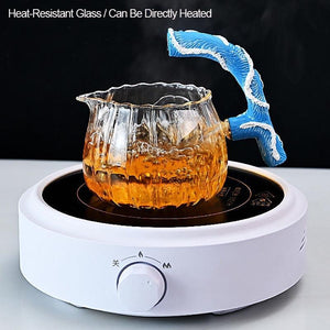 BORREY Heat-resistant Kungfu Tea Set Heater Magnetic Water Diversion Rotating Cover Bowl Lazy Semi-Automatic Fish Glass Teapot acacuss