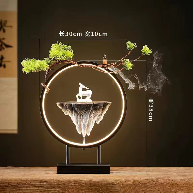 Backflow Incense Burner Household Led Light Ring Living Room Ceramic Melting Candle Burner Holder Creative Chinese Home Decor acacuss
