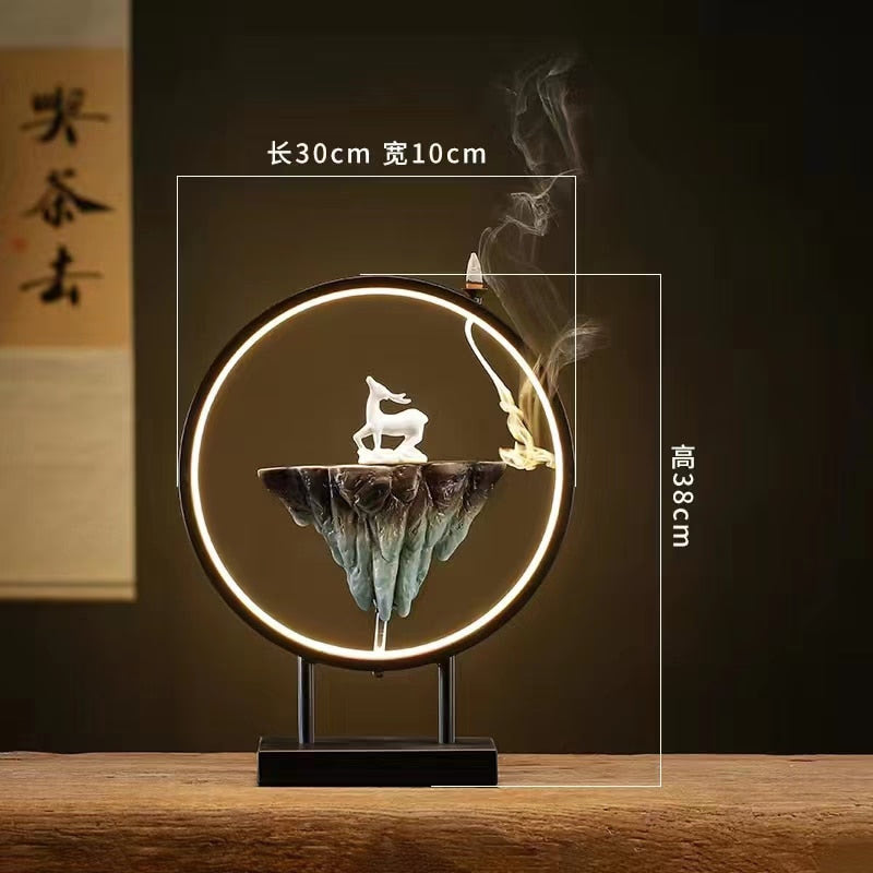 Backflow Incense Burner Household Led Light Ring Living Room Ceramic Melting Candle Burner Holder Creative Chinese Home Decor acacuss