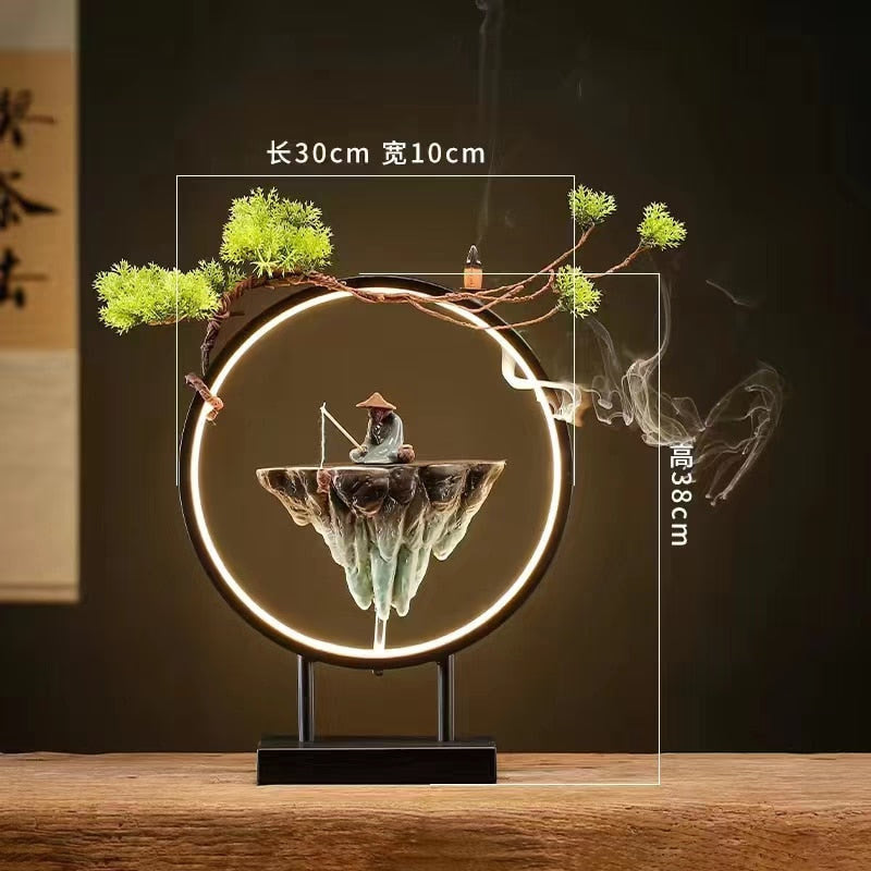 Backflow Incense Burner Household Led Light Ring Living Room Ceramic Melting Candle Burner Holder Creative Chinese Home Decor acacuss